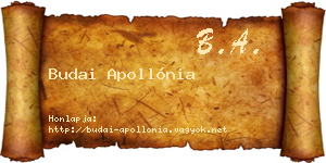 Budai Apollónia névjegykártya